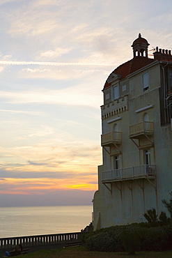 Low angle view of a hotel at the oceanside, Carrefour d'Helianthe, Biarritz, France