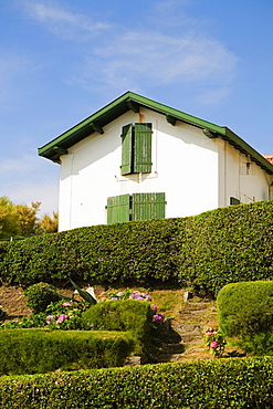 Formal garden in front of a house, Biarritz, Basque Country, Pyrenees-Atlantiques, Aquitaine, France