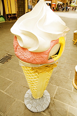 Close-up of a sculpture of an ice cream cone, Genoa, Liguria, Italy