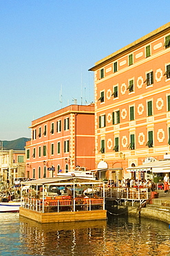 Buildings at the waterfront, Calata Del Porto, Italian Riviera, Santa Margherita Ligure, Genoa, Liguria, Italy