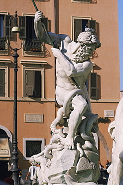 Close-up of a statue, Fountain of Neptune, Piazza Navona, Rome, Italy