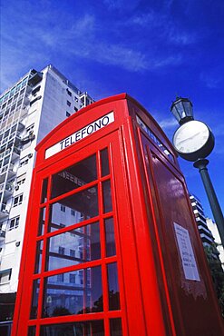 Low angle view of a telephone booth