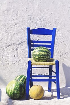 Close-up of a watermelon on a chair