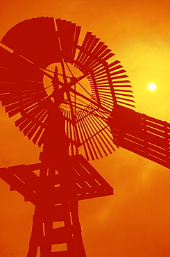 Low angle view of an industrial windmill, Texas, USA