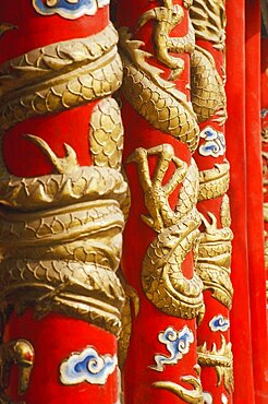 Close-up of carving on columns, China