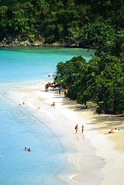 High angle view of the seashore, Trunk Bay beach, St. John, Virgin Islands