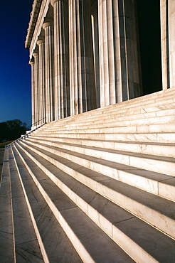 Close-up of a staircase and columns of a building, Lincoln Memorial, Washington DC, USA