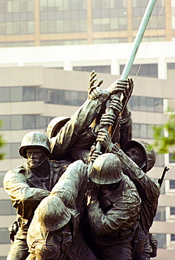 Low angle view of a war memorial, Iwo Jima Memorial, Virginia, USA