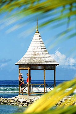 A gazebo on the edge of the sea at Half Moon Bay Resort, Jamaica