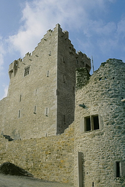 Low angle view of a castle, Ross Castle, Killarney, County Galway, Republic of Ireland