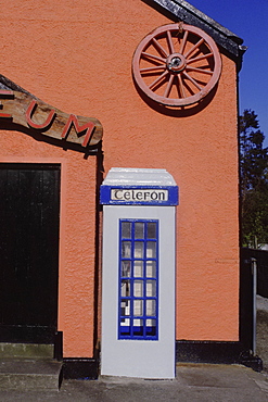 Telephone Booth in front of a building, Snedi Village, Ring of Kerry, Republic of Ireland