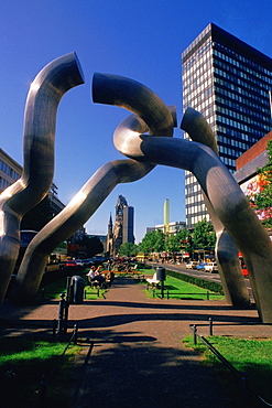 Sculpture in a park, Tauentzien Strasse, Kaiser Wilhelm Memorial Church, Berlin, Germany