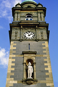 Low angle view of clock tower Enniskillen in Northern Ireland