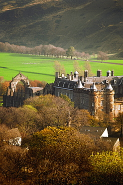 High angle view of Holyrood House in Edinburgh, Scotland