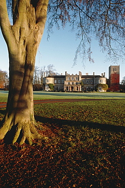 Distant view of Lucknam Park Manor House, Cotswold, England