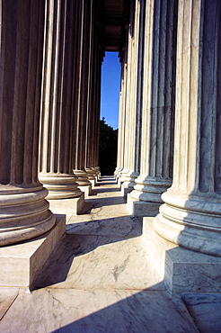 Close-up of columns of a government building, Lincoln Memorial, Washington DC, USA