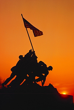 Low angle view of a war memorial, Iwo Jima Memorial, Virginia, USA