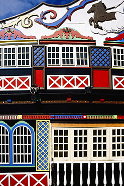 Close up of colorful designs on a ship, Nassau, Bahamas