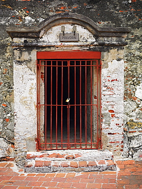 Padlock on a prison cell, Castillo de San Felipe, Cartagena, Colombia