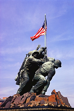 Low angle view of war memorials, Iwo Jima Memorial, Virginia, USA