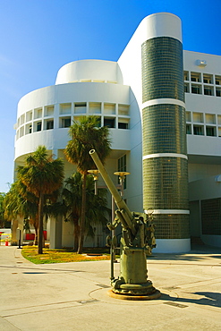 Cannon in front of a building, Miami, Florida, USA