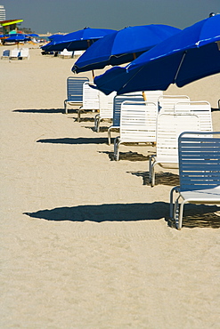 Beach chairs and umbrellas on the beach