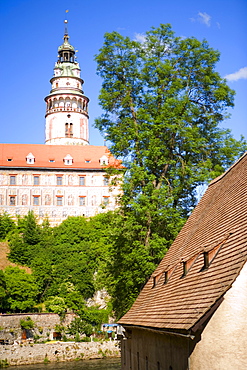 Low angle view of a tower, Old Town Square, Prague, Czech Republic