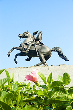 Low angle view of a statue of Andrew Jackson, Jackson Square, New Orleans, Louisiana, USA