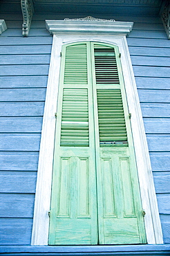 Low angle view of a closed door, New Orleans, Louisiana, USA