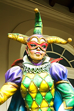 Close-up of the painted statue of a joker, New Orleans, Louisiana, USA