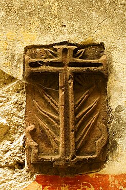 Close-up of carvings on the wall, Mexico