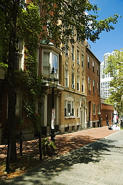 Buildings along a walkway, Boston, Massachusetts, USA