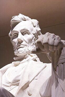 Close-up of Abraham Lincoln Statue, Lincoln Memorial, Washington DC, USA