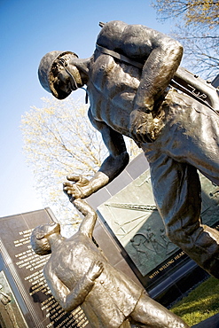 Low angle view of the Seabees Can Do Memorial Statue, Washington DC, USA