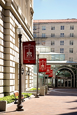 Street lampposts on the sidewalk, Washington DC, USA