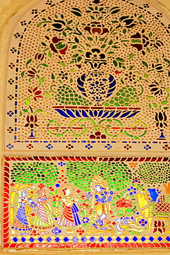 Low angle view of an inlay pattern, Amber Fort, Jaipur, Rajasthan, India