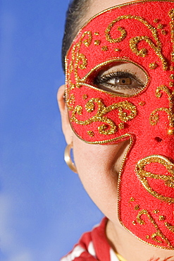 Portrait of a woman wearing a mask