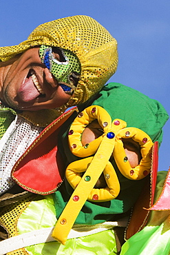 Close-up of two men wearing costumes