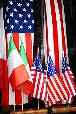 Close-up of American and Italian flags