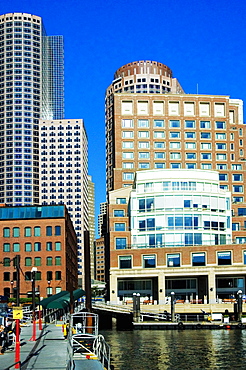 Buildings at a waterfront, Rowes Wharf, Boston Harbor, Boston, Massachusetts, USA