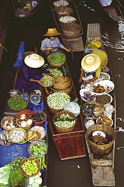 High angle view of a floating market, Bangkok, Thailand