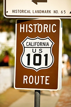 Close-up of a sign for Route 101, San Diego, California, USA