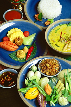 Close-up of food served on plates