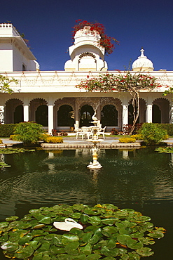 Fountain in front of a hotel, Lake Palace, Udaipur, Rajasthan, India