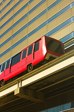 Low angle view of a bus crossing a bridge, Miami, Florida, USA