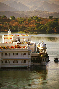 High angle view of a hotel in a lake, Lake Palace, Lake Pichola, Udaipur, Rajasthan, India