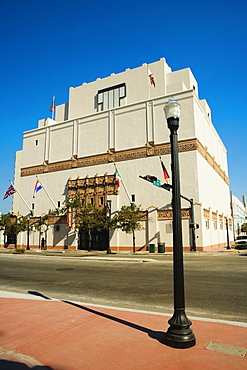 Low angle view of a lamppost in front of a building, Miami, Florida, USA