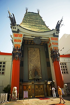 Low angle view of the facade of a theater, Mann's Chinese Theater, Los Angeles, California, USA