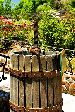 Close-up of a grape press, Napa Valley, California, USA