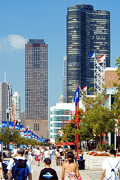 Group of people walking on the pier, Navy Pier, Chicago, Illinois, USA